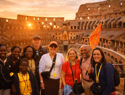 Colosseum interior at sunset with skip-the-line guided entry